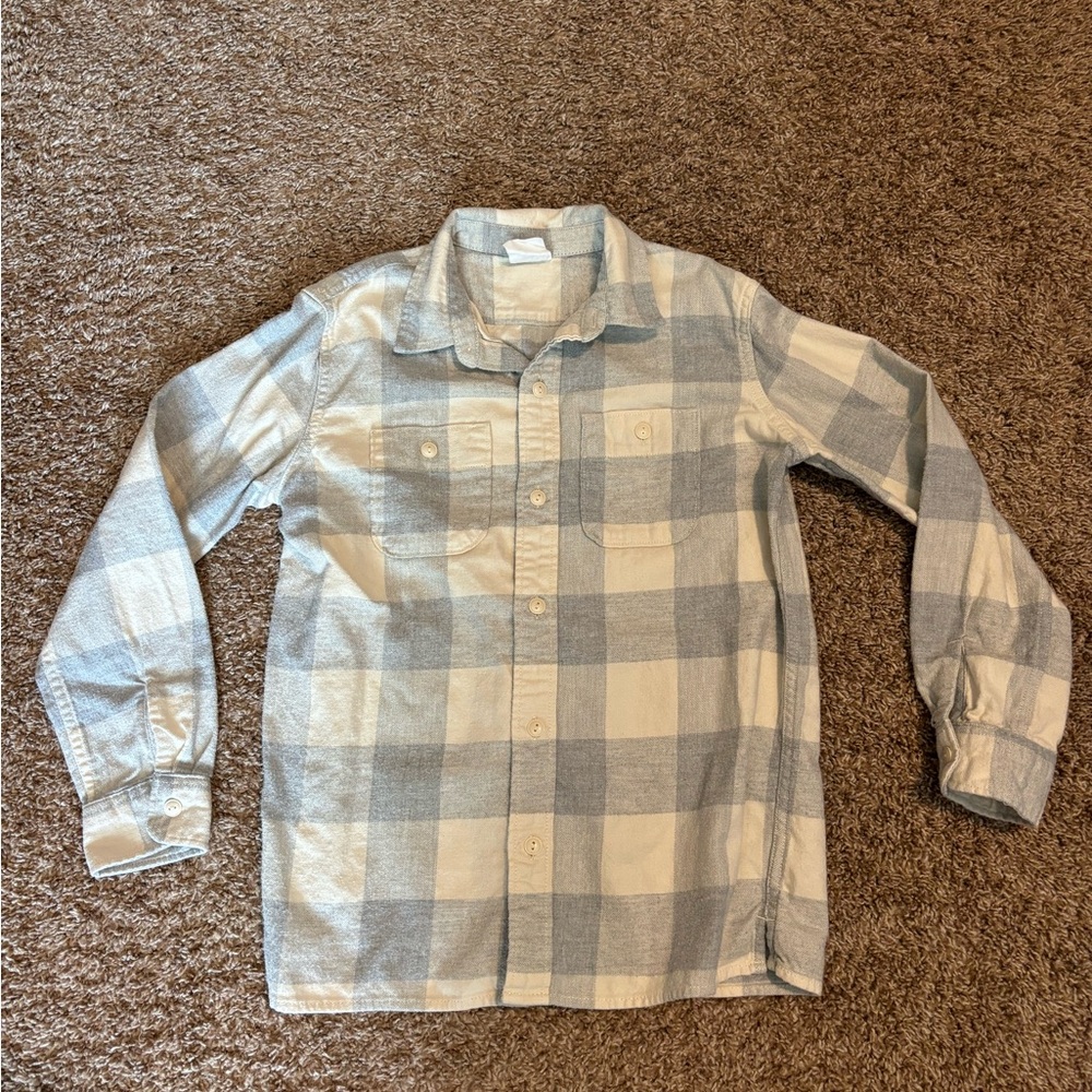 Boy’s GAP Flannel Shirt in Winter White and Gray Size L